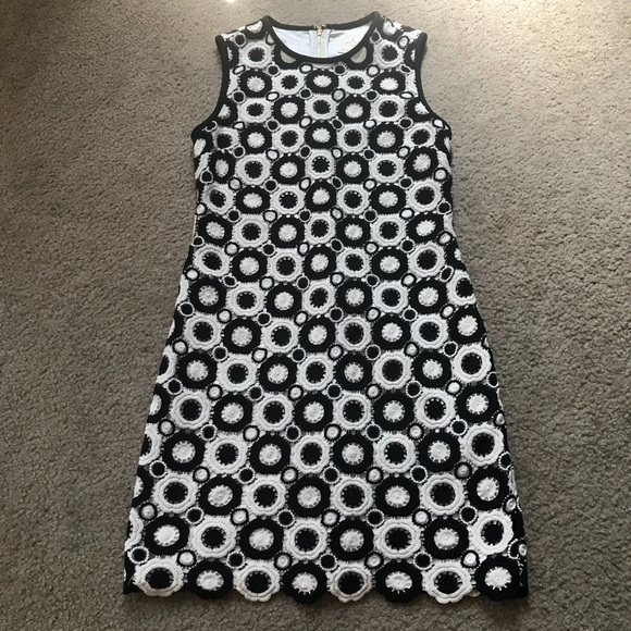 black and white crochet dress